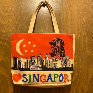 NWOT Lined Canvas Tote, Vibrant Colors & Amazing City Scene